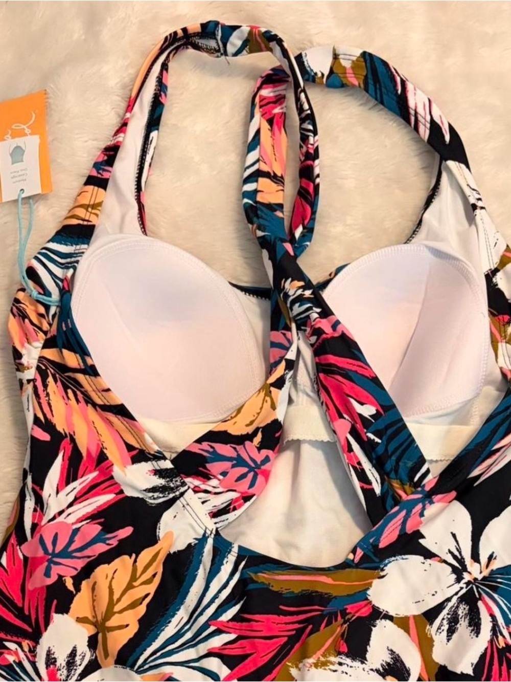 ‘Kona Sol’ Floral Halter One-Piece Swimsuit - White & Multicolor